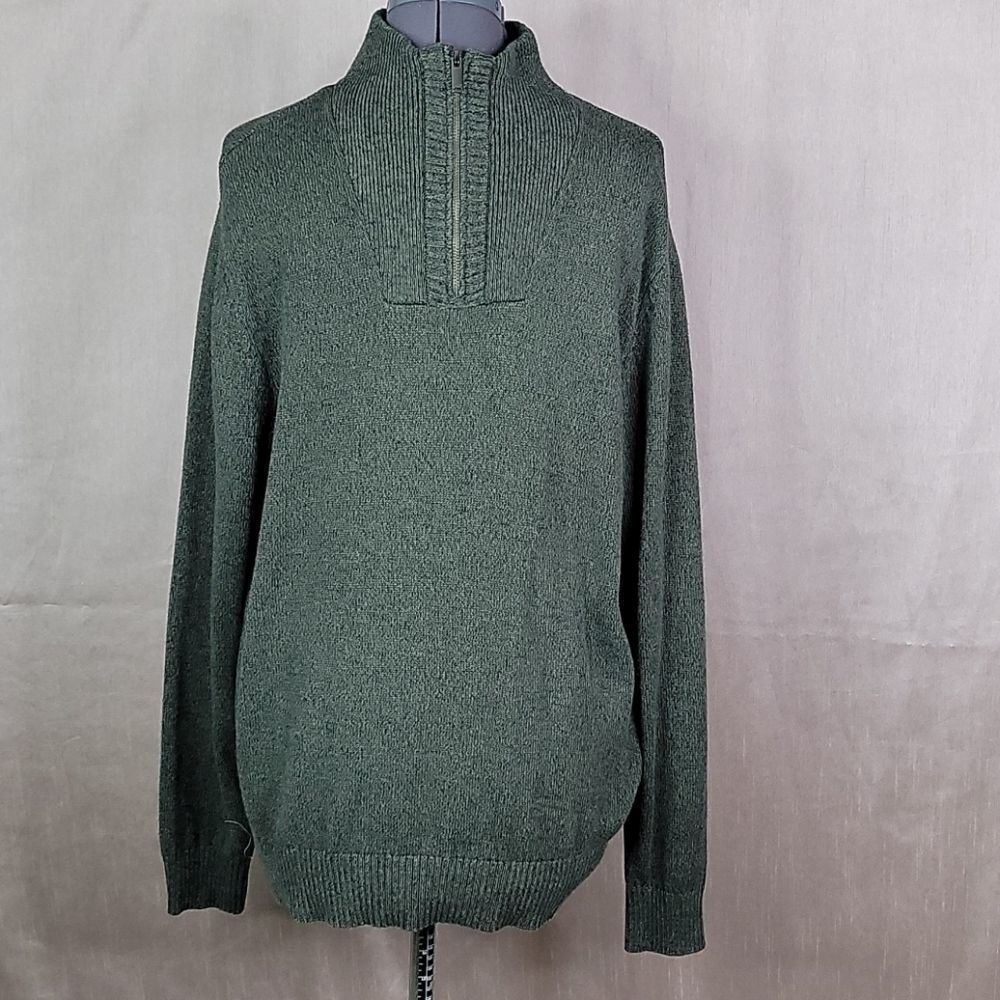 Calvin Klein Jeans Men’s Medium‎ Green Mock Neck Quarter Zip Sweater